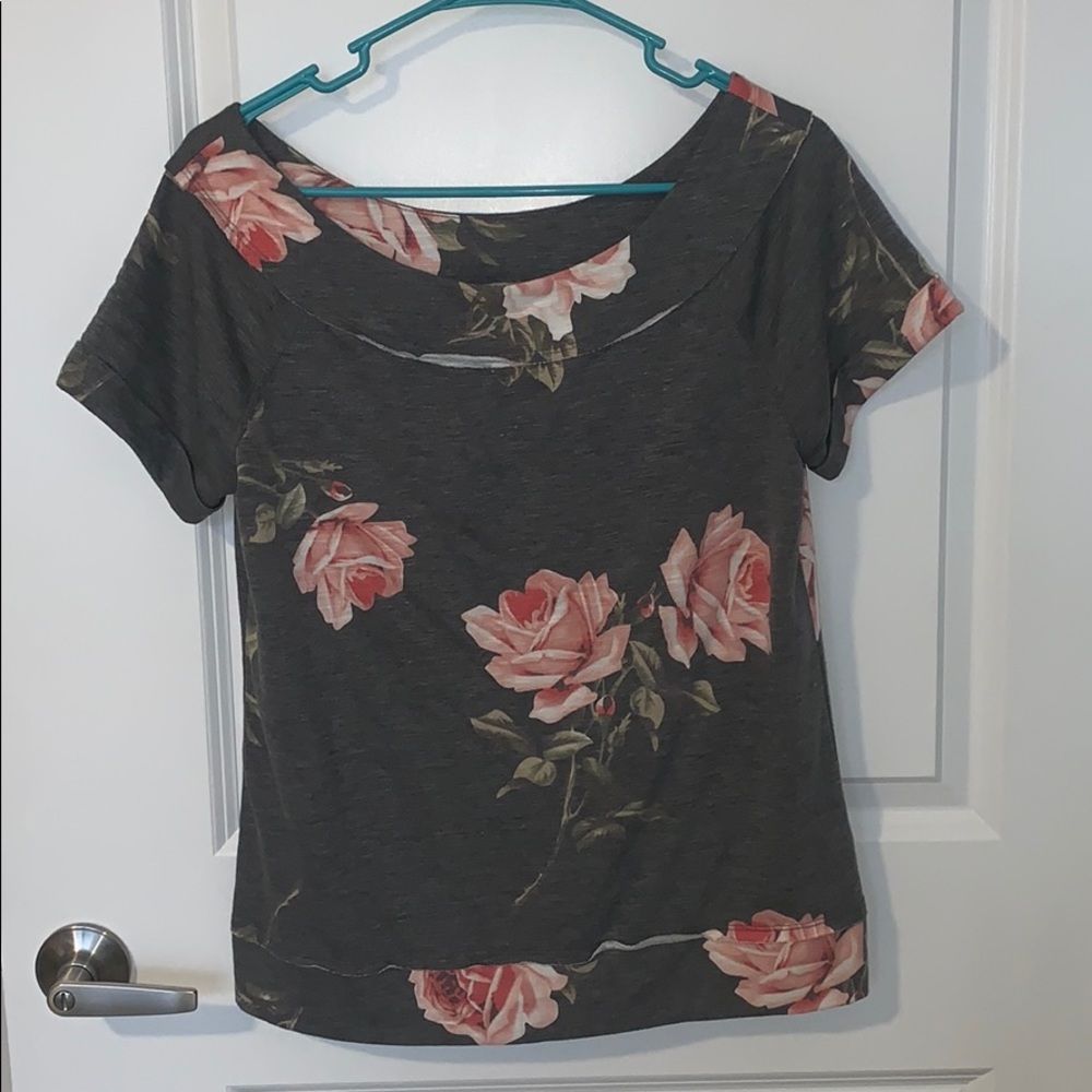 Floral wide neck top